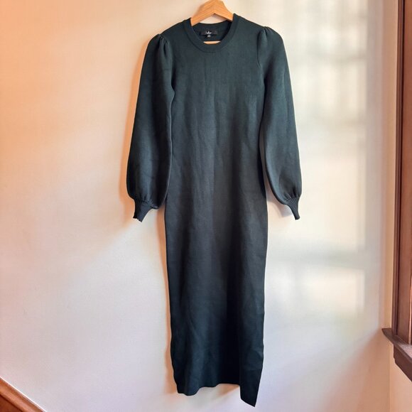 Lulus Rhapsodize Emerald Green Balloon-Sleeve Midi Sweater Dress XS Holiday Fall - Picture 3 of 7